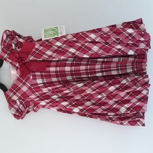Hot Pink/Black/White Plaid Pleated Dress. Size 3T